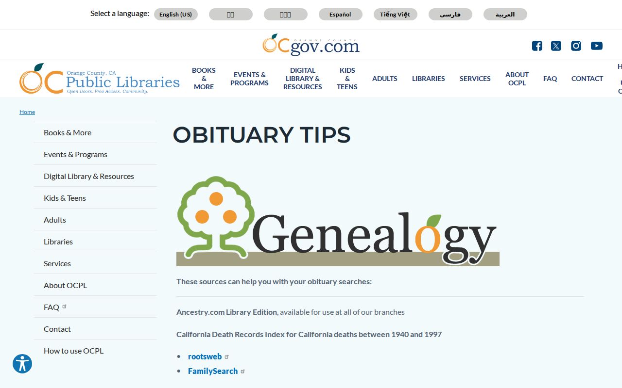 Rancho Santa Margarita previous residents OCPL obituary research